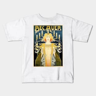 BEC AUER 1896 Incandescent Gas Light by Art Nouveau Artist Henri Privat Livemont Kids T-Shirt